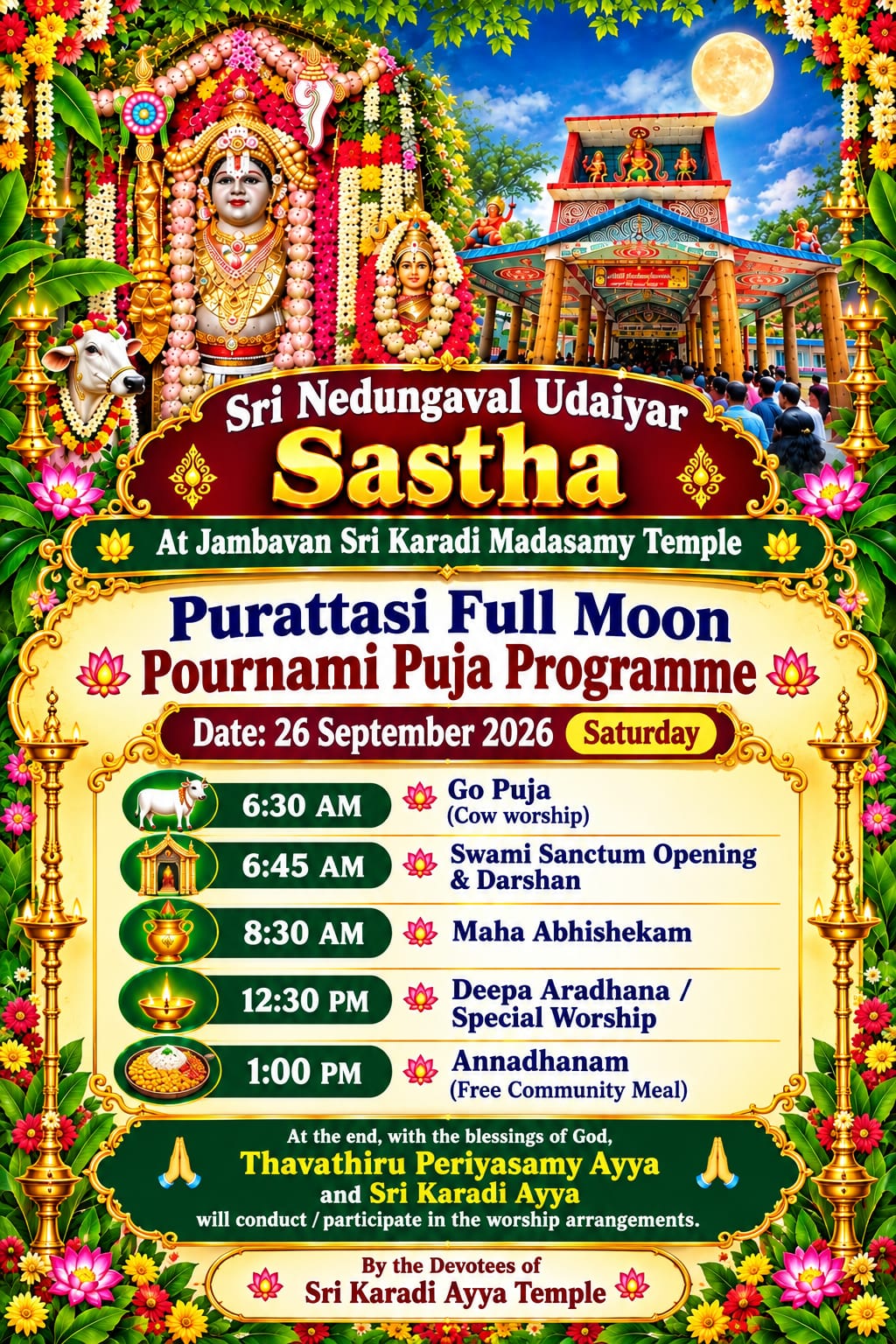 Purattasi Pournami Puja Programme — 26 September 2026 (English)